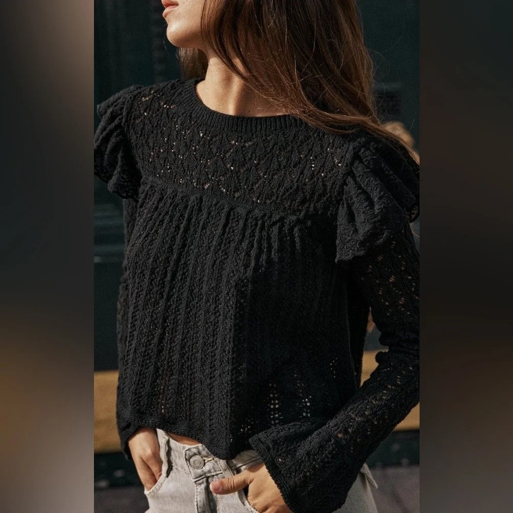 Zara knit lace top